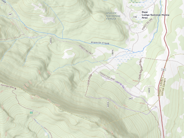 USGS topographic map of Grizzly Ridge Meadow Camping Area