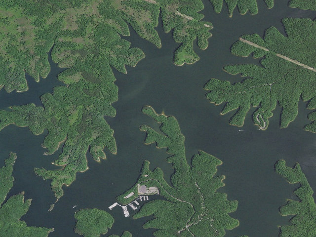 Aerial image of Grove Boat-In Campground