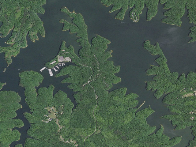 Aerial image of Grove Drive-In Campground