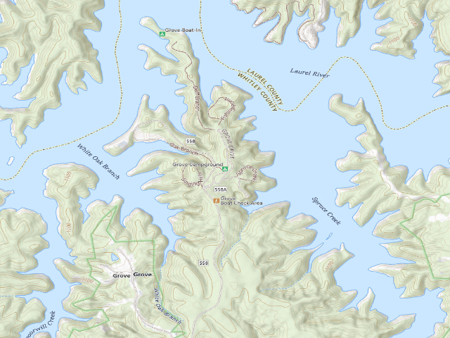 USGS topographic map of Grove Drive-In Campground