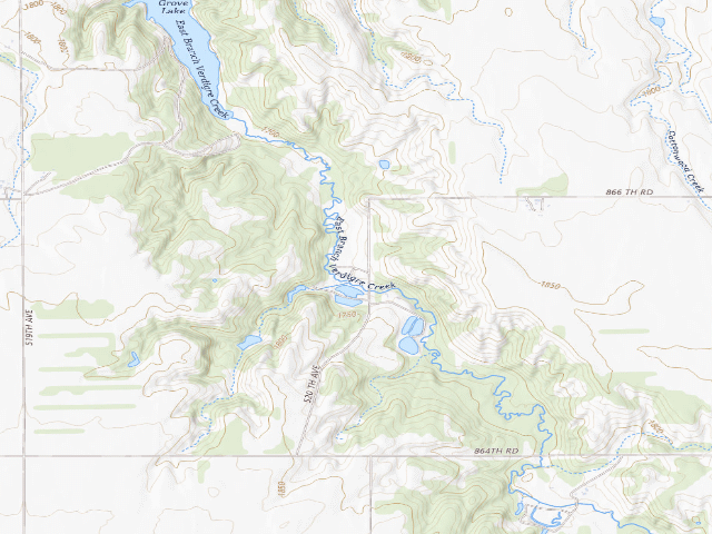 USGS topographic map of Grove Lake WMA
