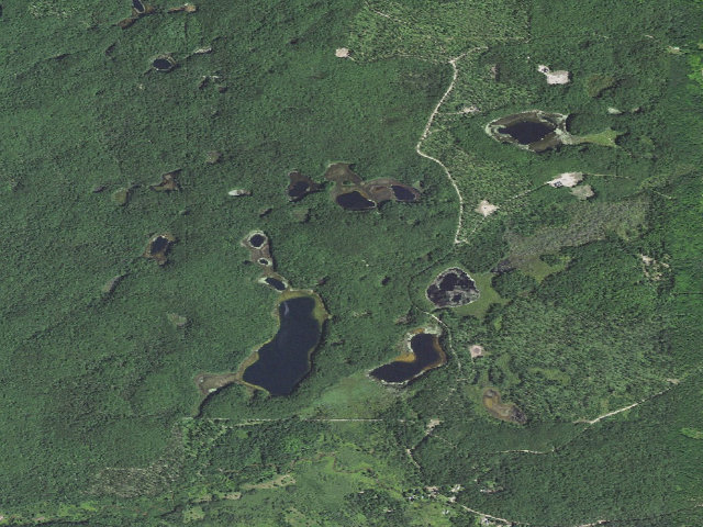 Aerial image of Guernsey Lake State Forest Campground