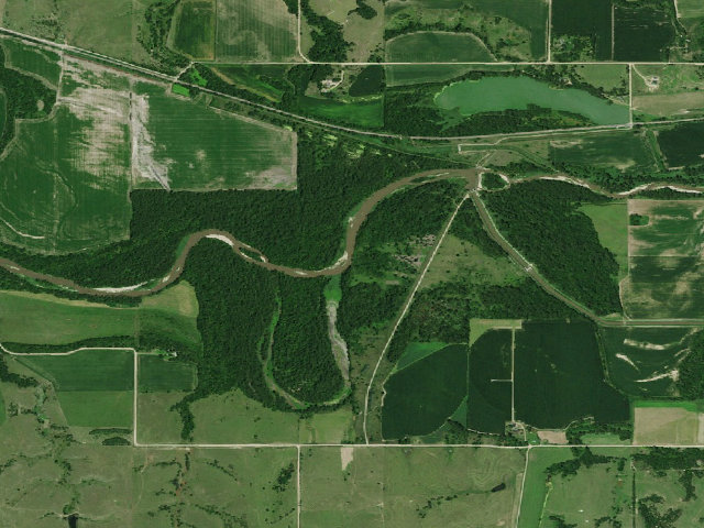 Aerial image of Guide Rock Diversion Dam WMA