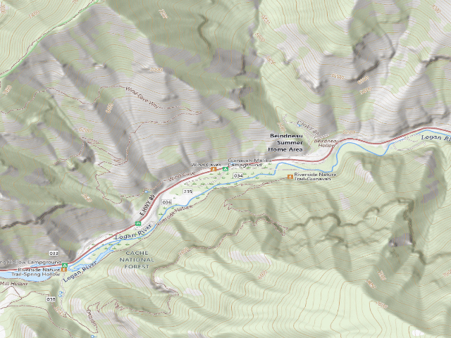 USGS topographic map of Guinavah-Malibu Campground