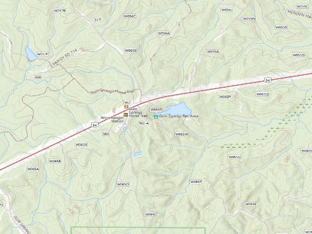 USGS topographic map of Gum Springs Rec Area