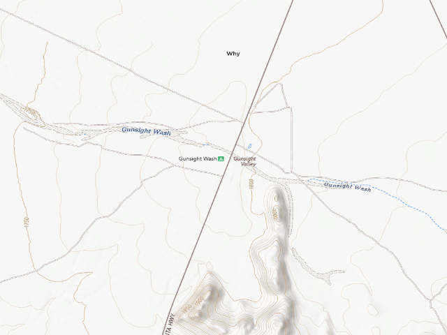 USGS topographic map of Gunsight Wash Dispersed Camping