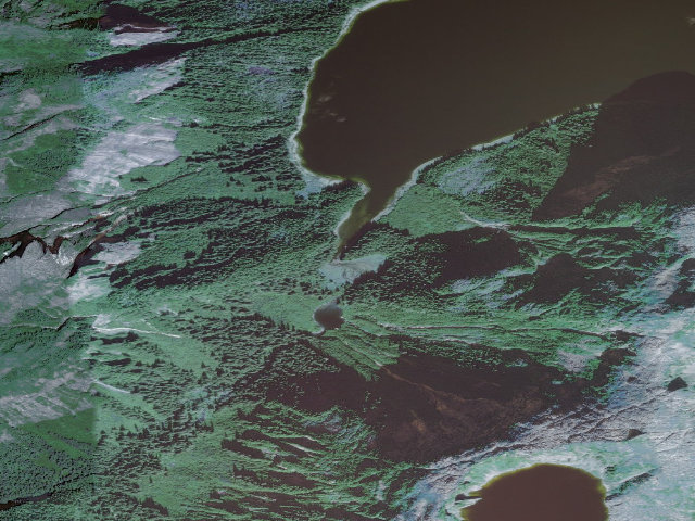 Aerial image of Gut Bay Field Camp