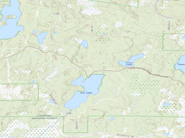 USGS topographic map of Gut Lake - Nct W53