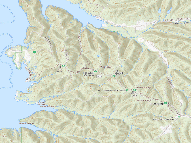 USGS topographic map of H.R. White Oak Loop