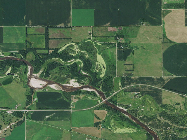 Aerial image of Hackberry Creek WMA