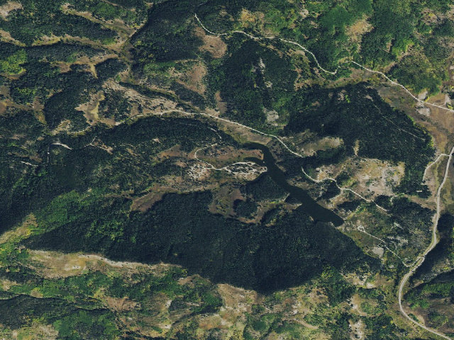 Aerial image of Hahns Peak Lake