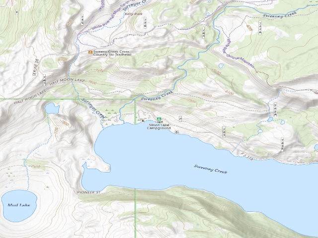 USGS topographic map of Half Moon Lake Campground