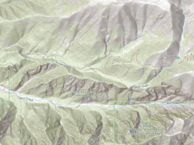 USGS topographic map of Halfway Trail Camp