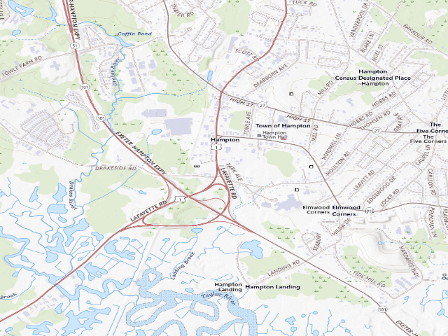 USGS topographic map of Hampton Beach State Park RV Campground (South Beach)