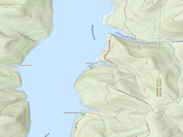 USGS topographic map of Handsome Lake Boat To
