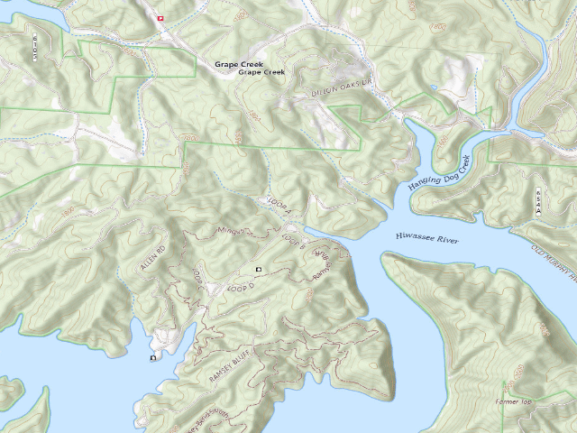 USGS topographic map of Hanging Dog Campground