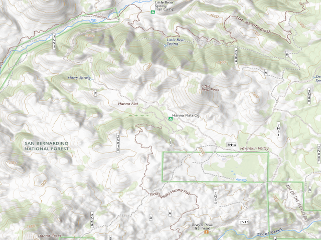 USGS topographic map of Hanna Flat Campground
