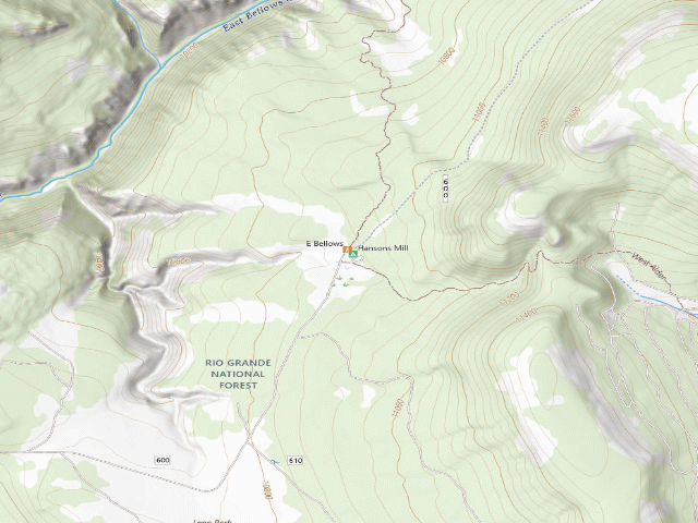 USGS topographic map of Hansons Mill Dispersed Campsite