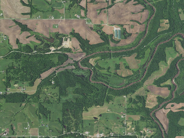 Aerial image of Happy Holler Lake Conservation Area