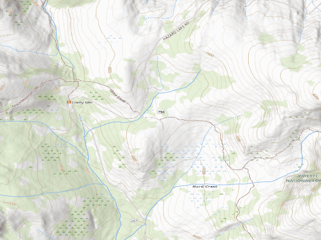 USGS topographic map of Hard Creek Dispersed