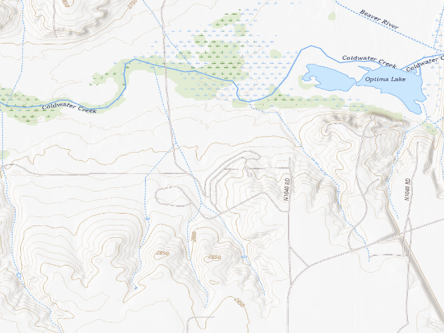 USGS topographic map of Hardesty Park (Optima WMA)
