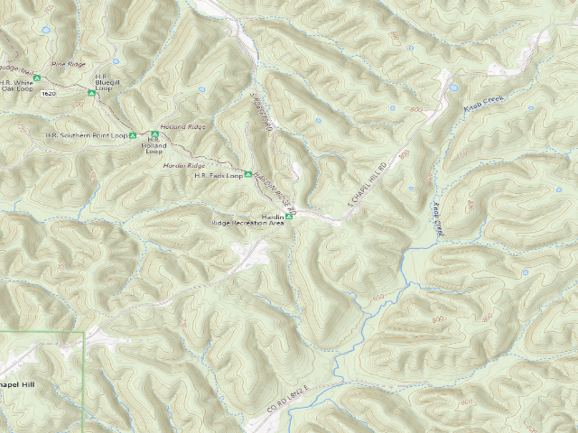 USGS topographic map of Hardin Ridge Recreation Area