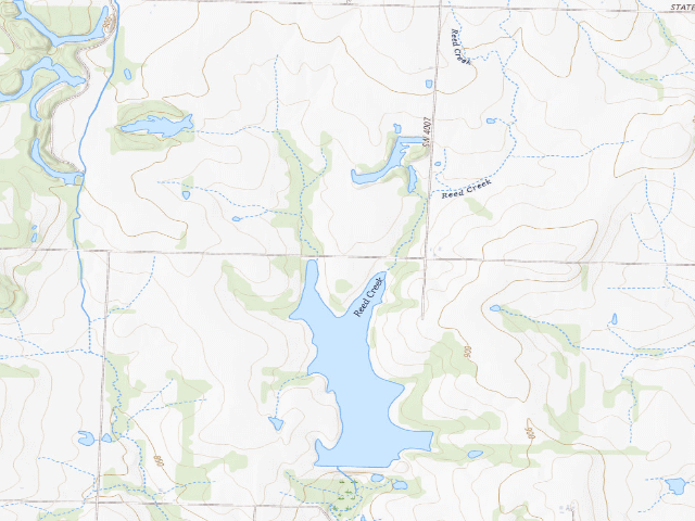 USGS topographic map of Harmony Mission Lake Conservation Area