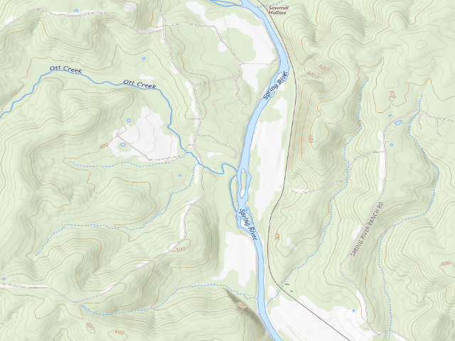 USGS topographic map of Harold E. Alexander Spring River WMA Camping Area #5
