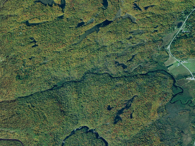 Aerial image of Harpers Falls Campsite (Grass River Wild Forest)