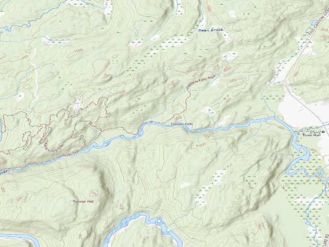 USGS topographic map of Harpers Falls Campsite (Grass River Wild Forest)