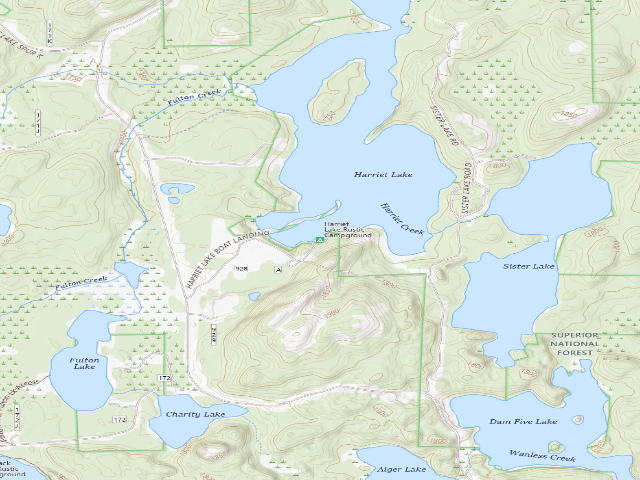 USGS topographic map of Harriet Lake Rustic Campground