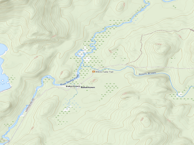 USGS topographic map of Harrisburg Lake Road Campsite (Wilcox Lake Wild Forest)