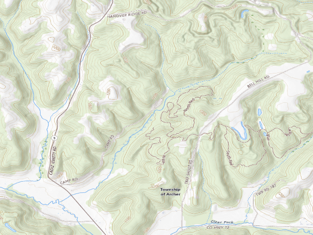 USGS topographic map of Harrison State Forest - Trailriders Campground