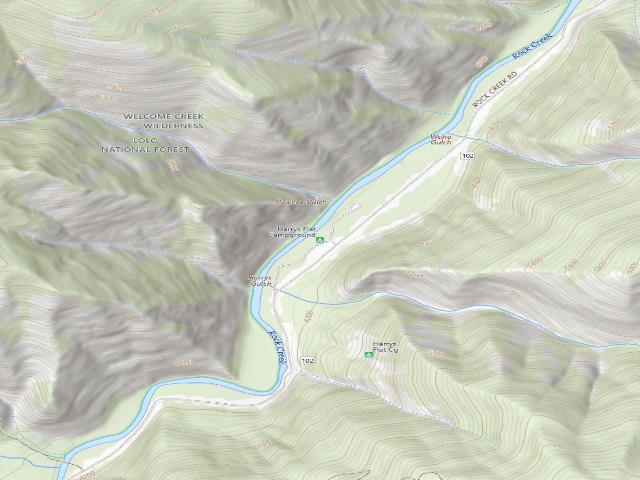 USGS topographic map of Harrys Flat Campground