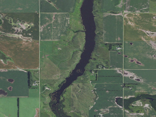 Aerial image of Harvey Dam WMA (Wells County)
