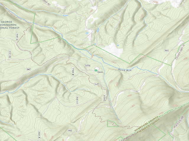 USGS topographic map of Hawk Campground