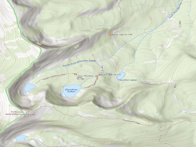 USGS topographic map of Hawkins Lakes