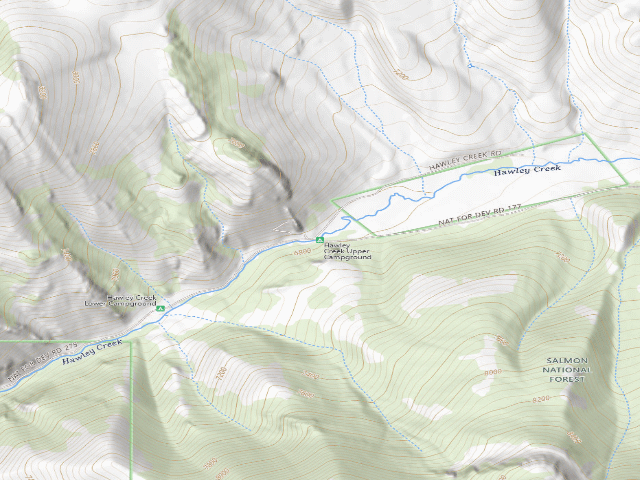 USGS topographic map of Hawley Creek Upper Campground