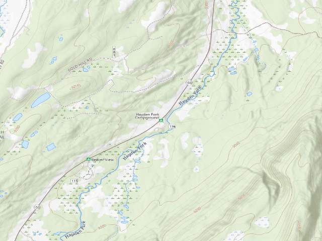 USGS topographic map of Hayden Fork Campground