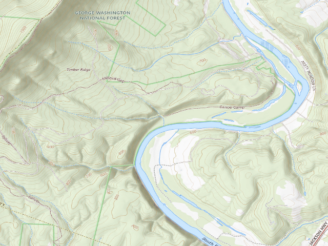 USGS topographic map of Hazard Mill Canoe Camp-Decommissioned