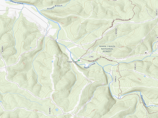 USGS topographic map of Hazel Creek Campground