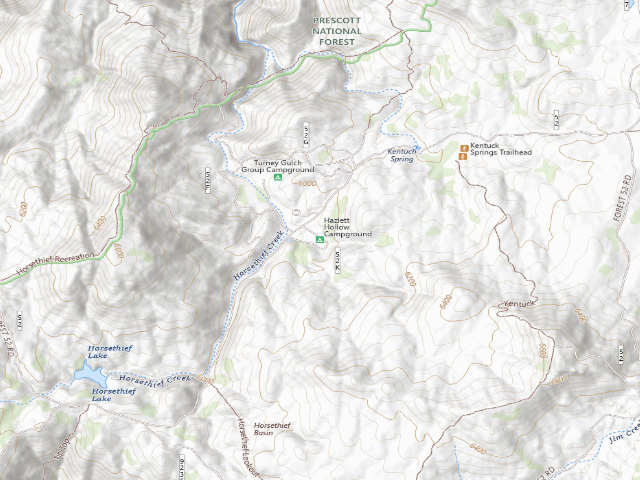 USGS topographic map of Hazlett Hollow Campground