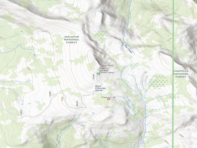 USGS topographic map of Head O' Boulder Forest Camp