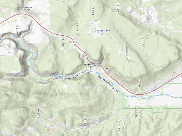 USGS topographic map of Head of the Ditch Campground