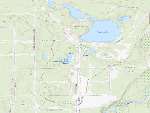 USGS topographic map of Headquarters Lake State Forest Campground and Trail Camp