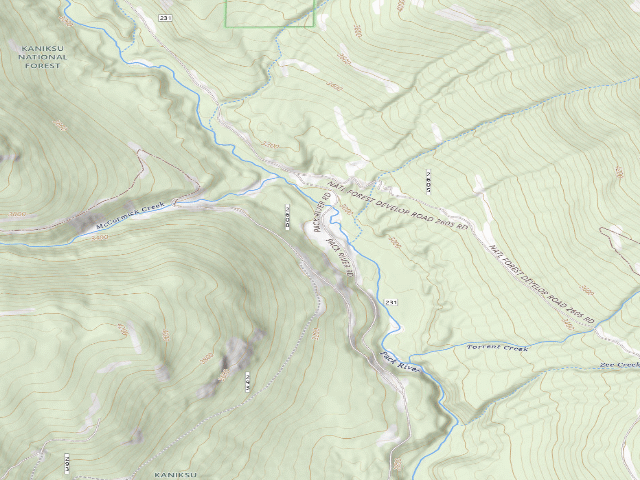 USGS topographic map of Headwaters Pack River