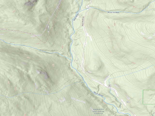 USGS topographic map of Headwaters Pack River