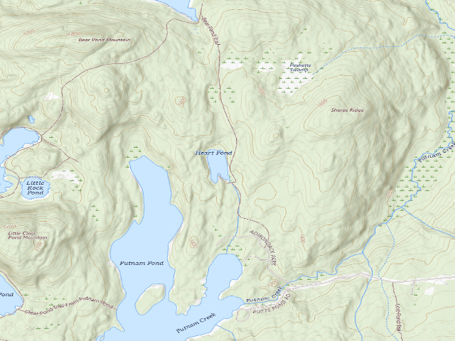 USGS topographic map of HEART POND PRIMITIVE TENT SITE (Pharaoh Lake Wilderness)