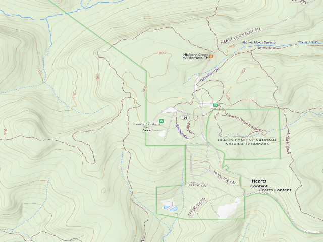 USGS topographic map of Hearts Content Rec Area