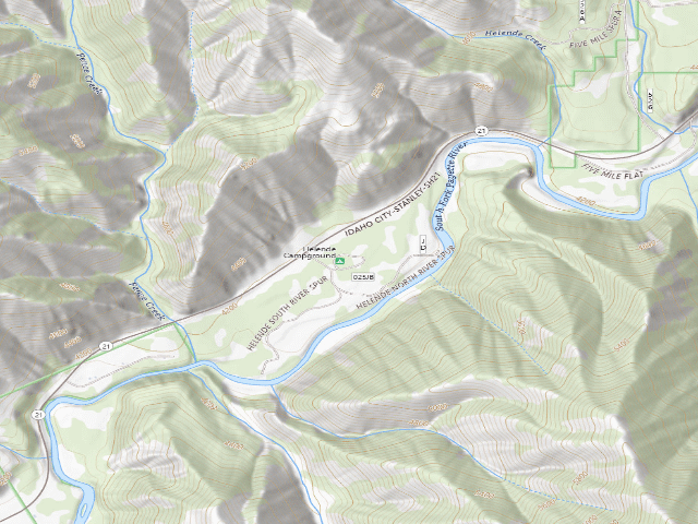 USGS topographic map of Helende Campground